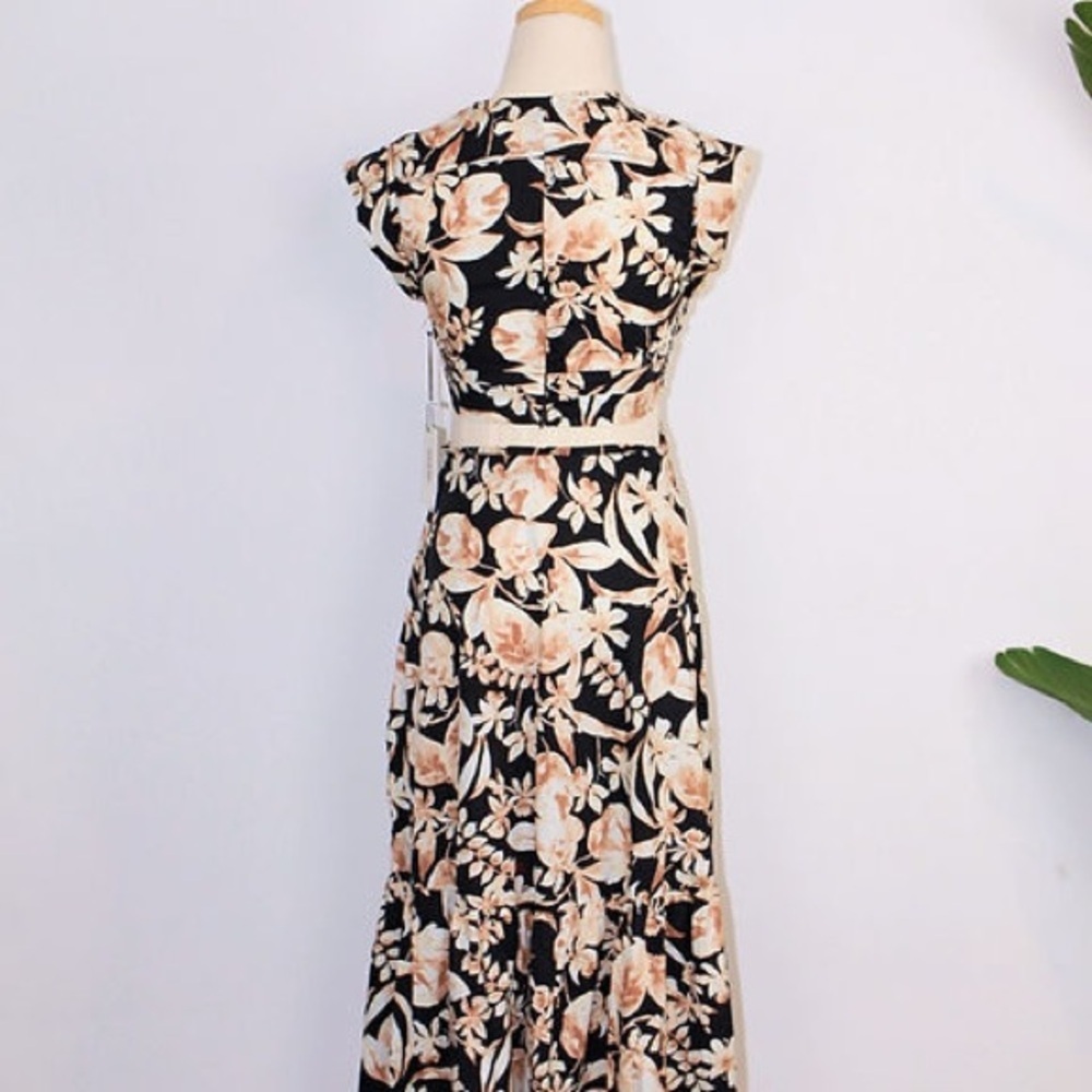 Floral Black and Cream Women's Cut Out Jumpsuit Jason Wu Small Floral - Picture 2 of 7